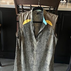 Jamie Sadock Sleeveless Blouse - Tan and Yellow